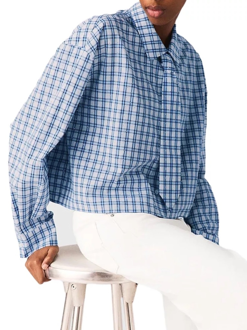 Comimita Rhinestone Shirt with Removable Tie